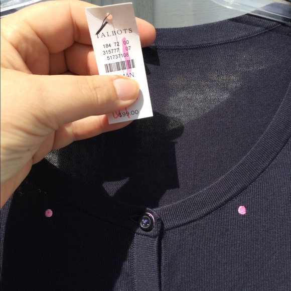 NWT Talbots Navy Multicolor Embroidered Dots Front - Picture 2 of 4